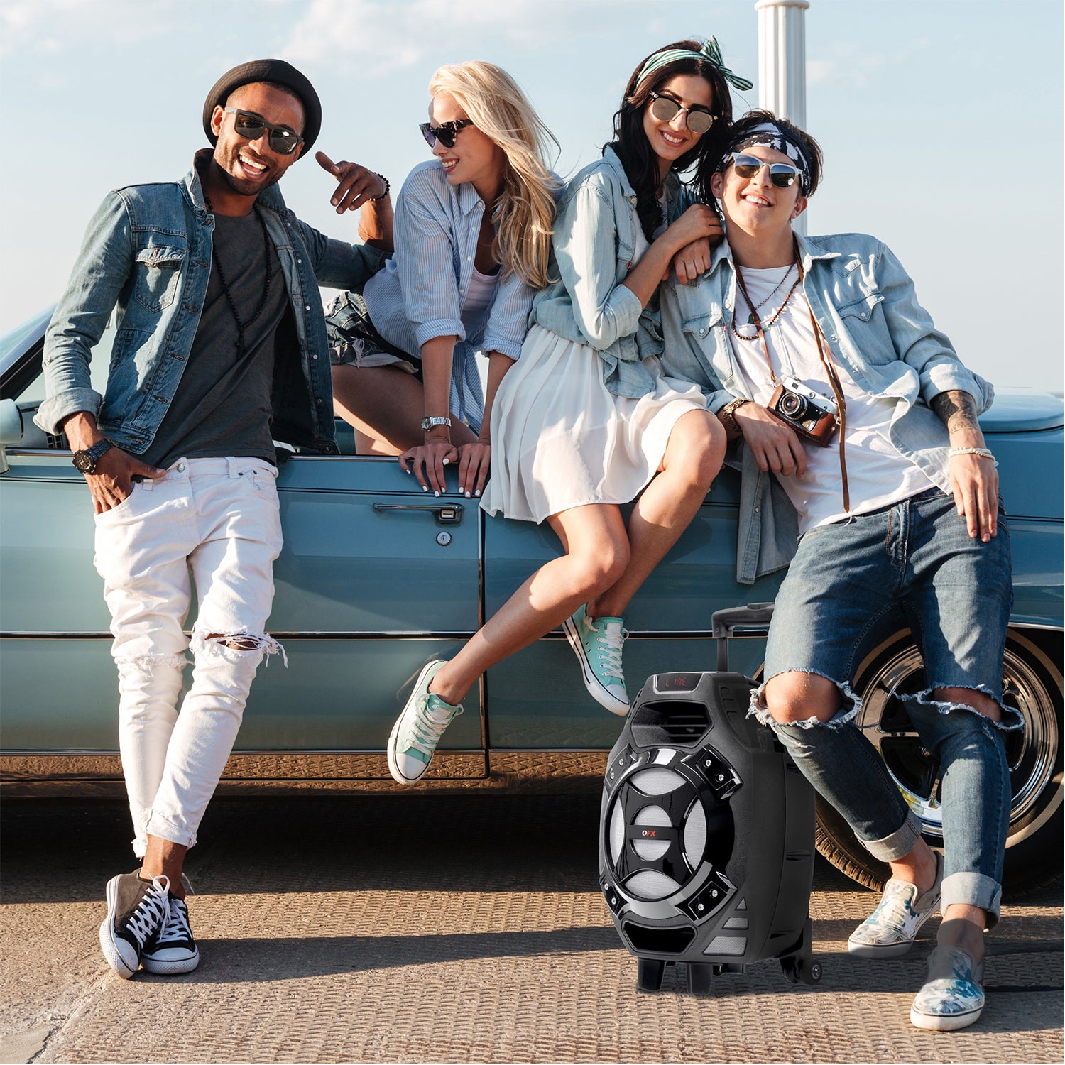QFX 8" Portable Bluetooth Party Speaker with Microphone and Remote (2 Pack) - VMInnovations