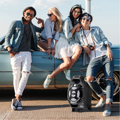 QFX 8" Portable Bluetooth Party Speaker with Microphone and Remote (2 Pack) - VMInnovations