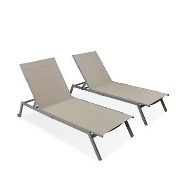 Ostrich Princeton Outdoor Chaise Lounge Pool Beach Patio Chair, Tan, 2 Pack