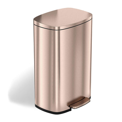 iTouchless 13.2 Gallon Odor Control Step Garbage Trash Can, Rose Gold (Open Box)