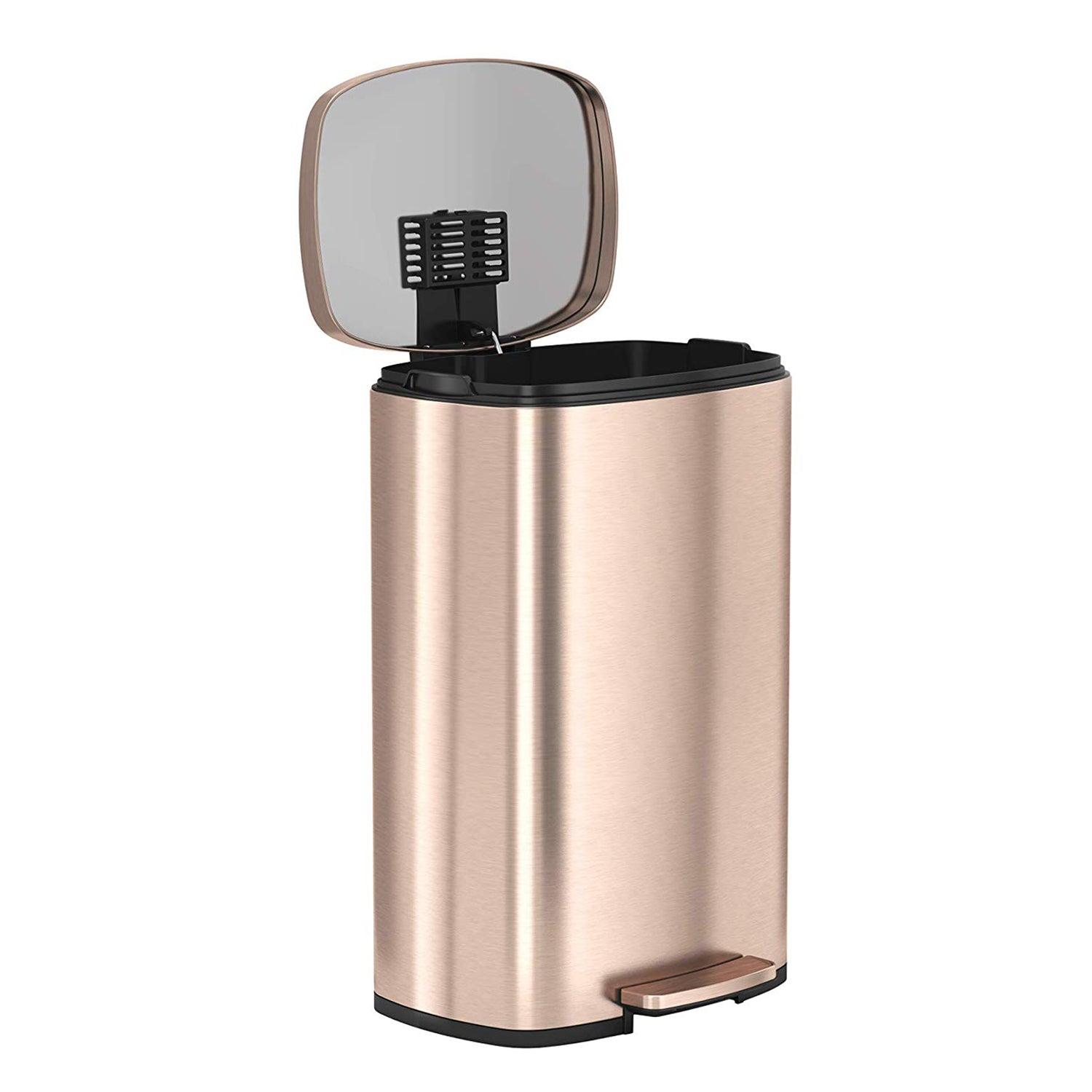 iTouchless 13.2 Gallon Odor Control Step Garbage Trash Can, Rose Gold (Open Box)
