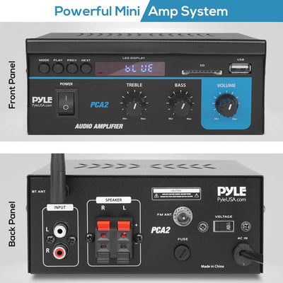 Pyle PCA2 80 Watt Stereo Sound Speaker Amplifier Receiver Home Audio System