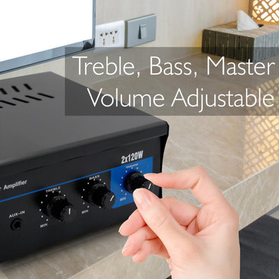 Pyle Home PCA4 240W Stereo Sound Speaker Amplifier Receiver Home Audio System