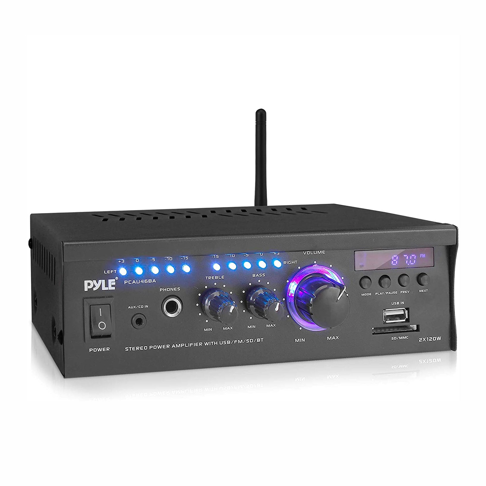 Pyle Bluetooth Home Audio Speaker Amplifier System w/ Blue LED Display (Used)