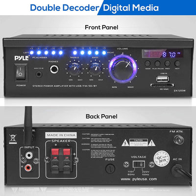 Pyle Bluetooth Home Audio Speaker Amplifier System w/ Blue LED Display (Used)