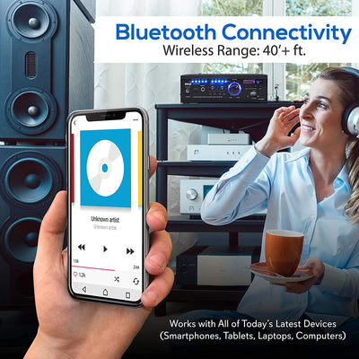 Pyle Bluetooth Home Audio Speaker Amplifier System w/ Blue LED Display (Used)