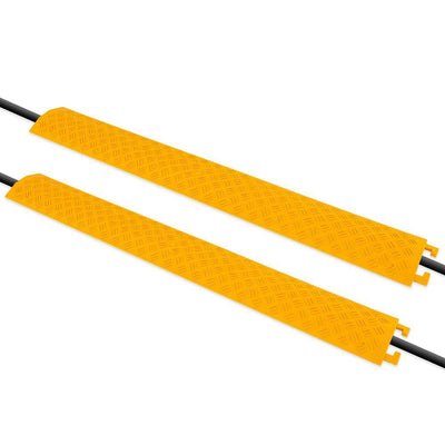 Pyle 40" Cable Wire Cover Ramp for Floor Cord Safety, Yellow (2 Pack) (Open Box)