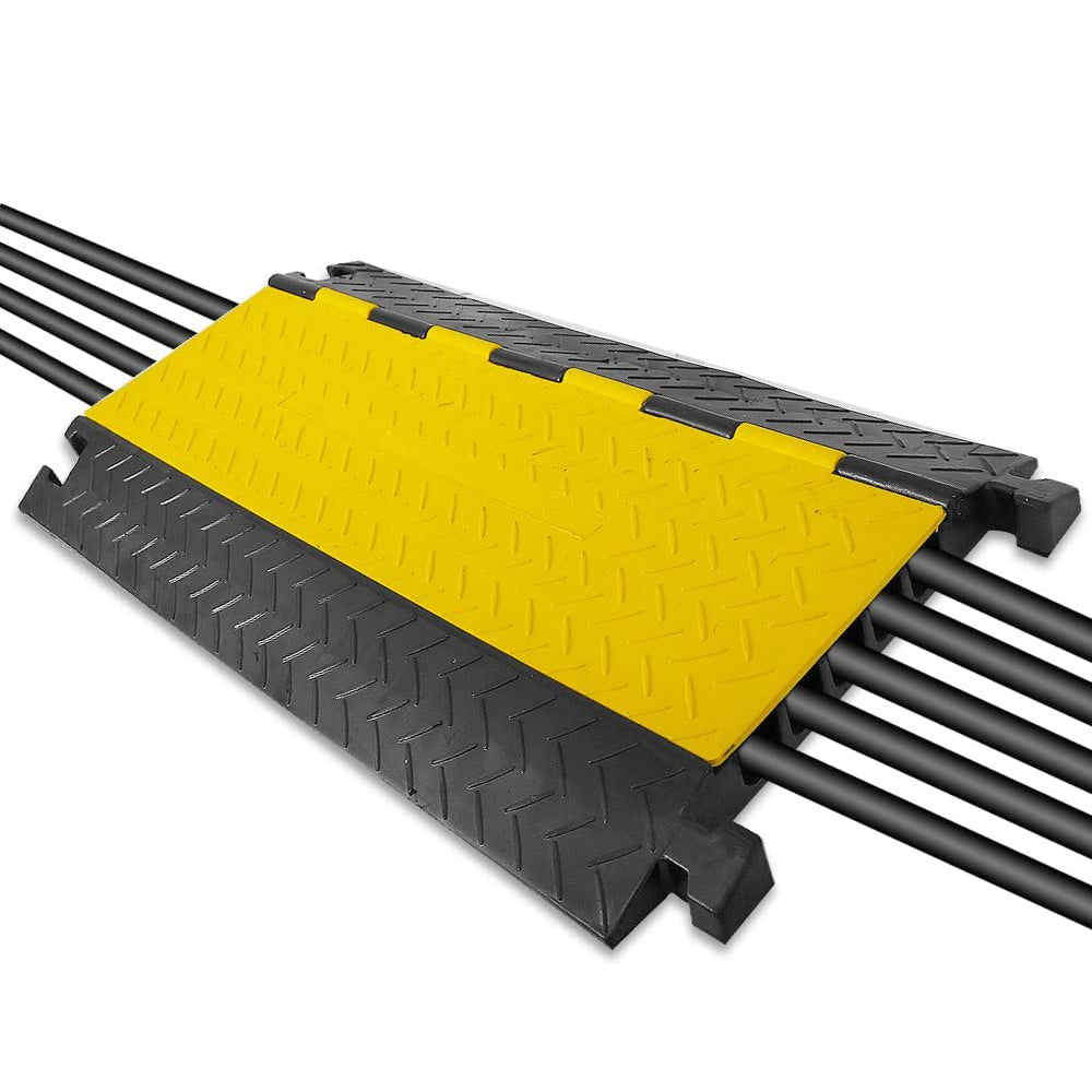 Pyle 5 Channel Cable Wire Protector Cover Ramp w/ Flip Lid for Floor Cord Safety