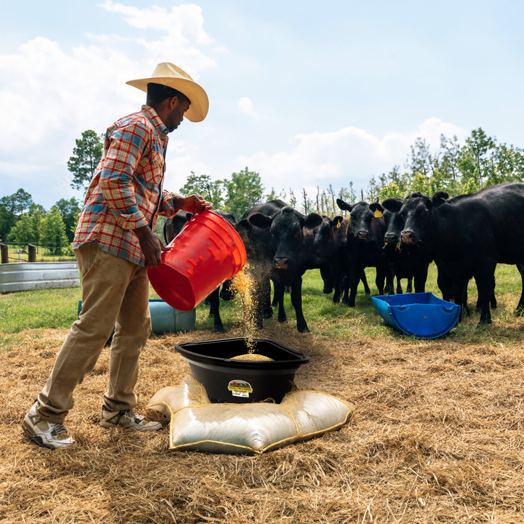 Little Giant 26 Quart Plastic Hanging Corner Livestock Feeder Bucket, Black