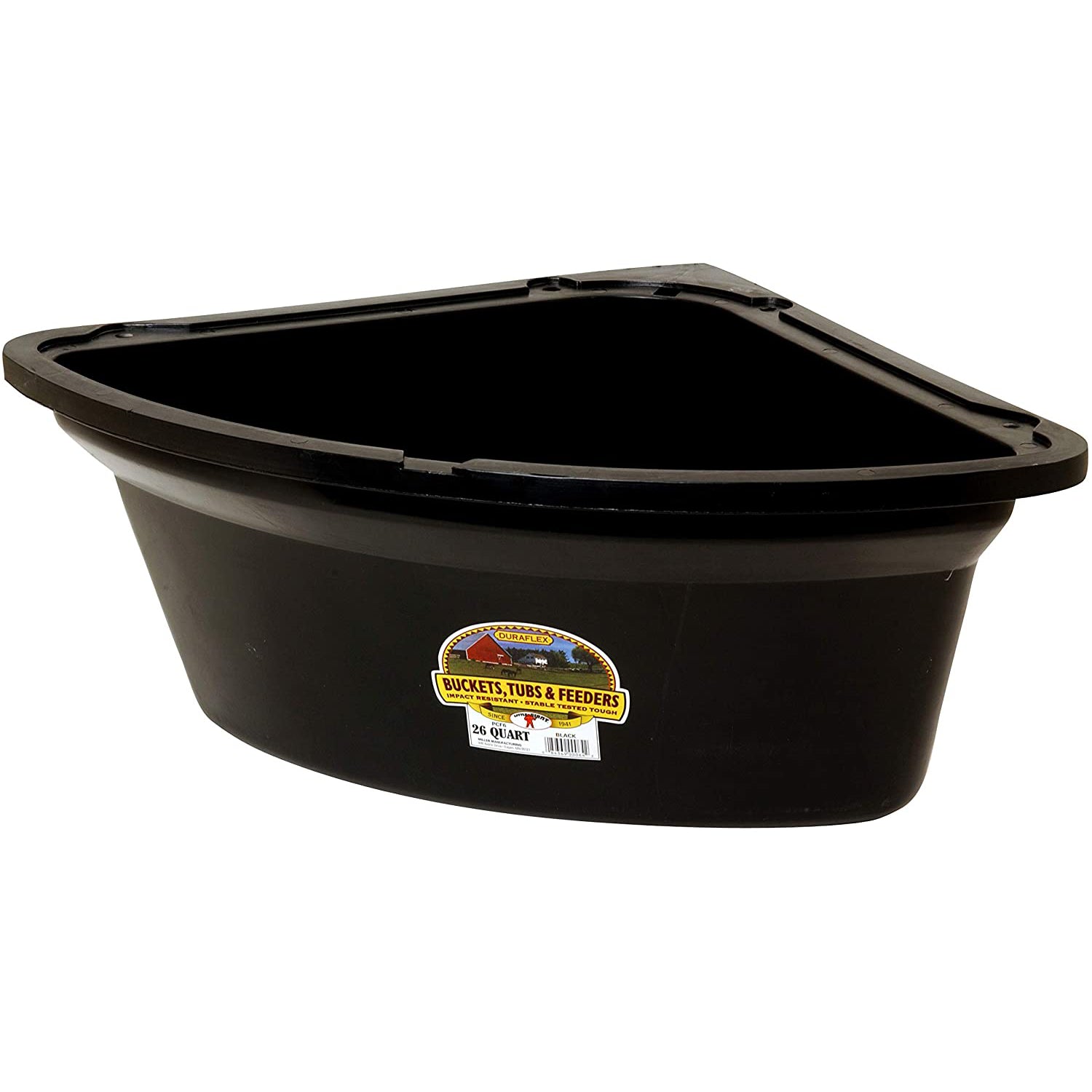 Little Giant 26 Quart Plastic Hanging Corner Livestock Feeder Bucket, Black - VMInnovations