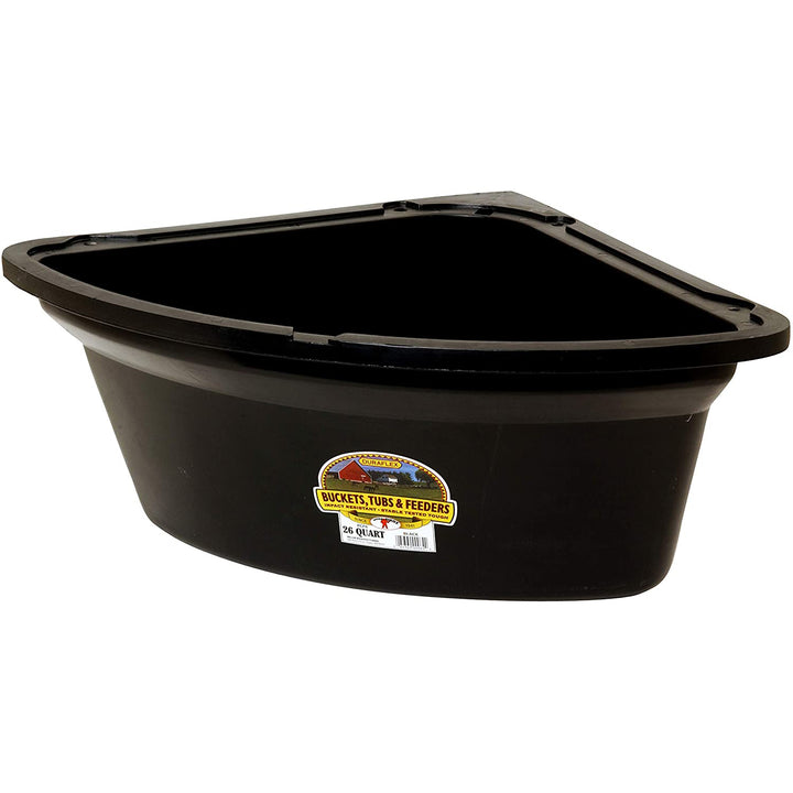 Little Giant 26 Quart Plastic Hanging Corner Livestock Feeder Bucket, Black