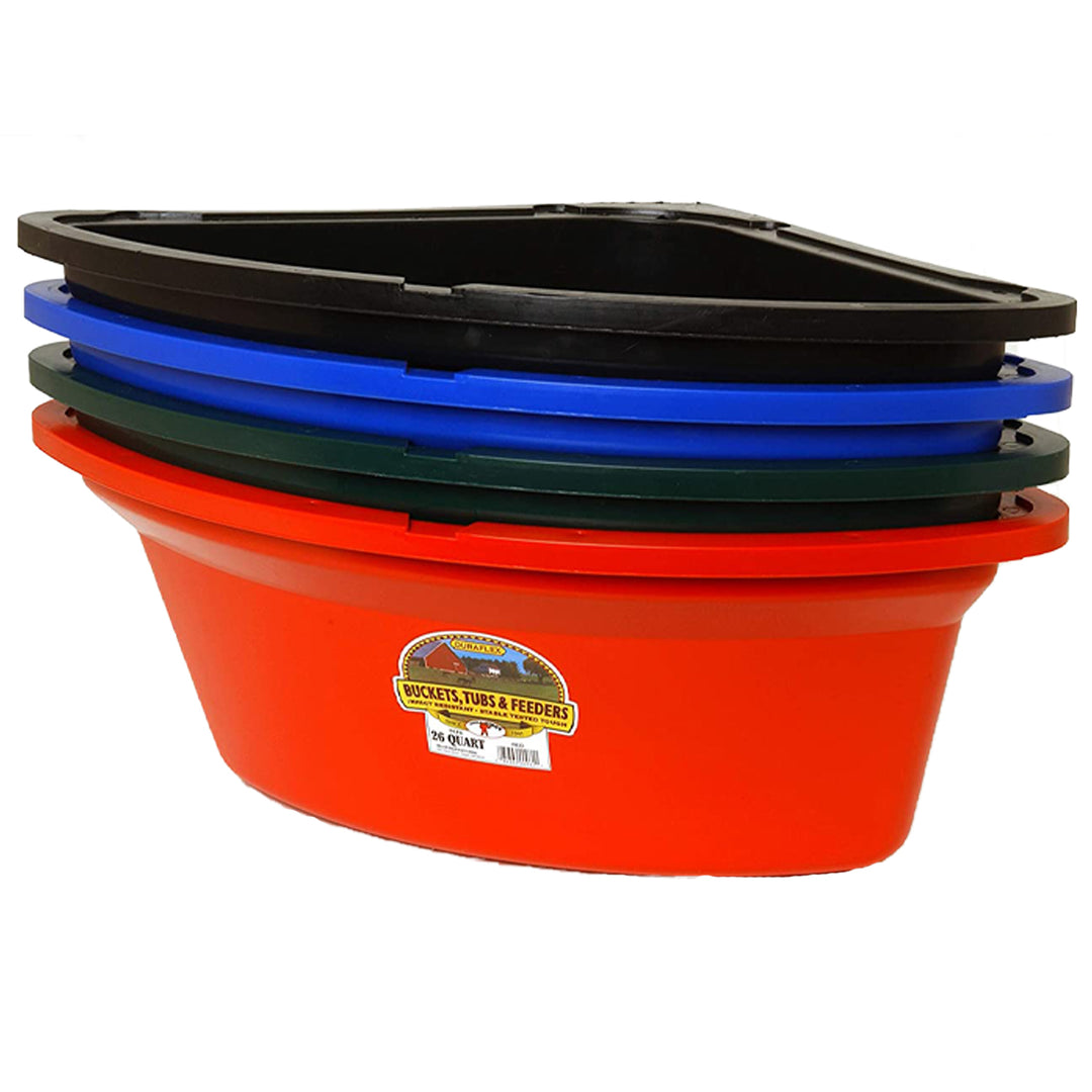 Little Giant 26 Quart Plastic Hanging Corner Livestock Feeder Bucket, Black