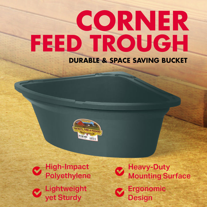Little Giant 26 Qt Hanging Corner Livestock Feeder Bucket, Green (Open Box) - VMInnovations