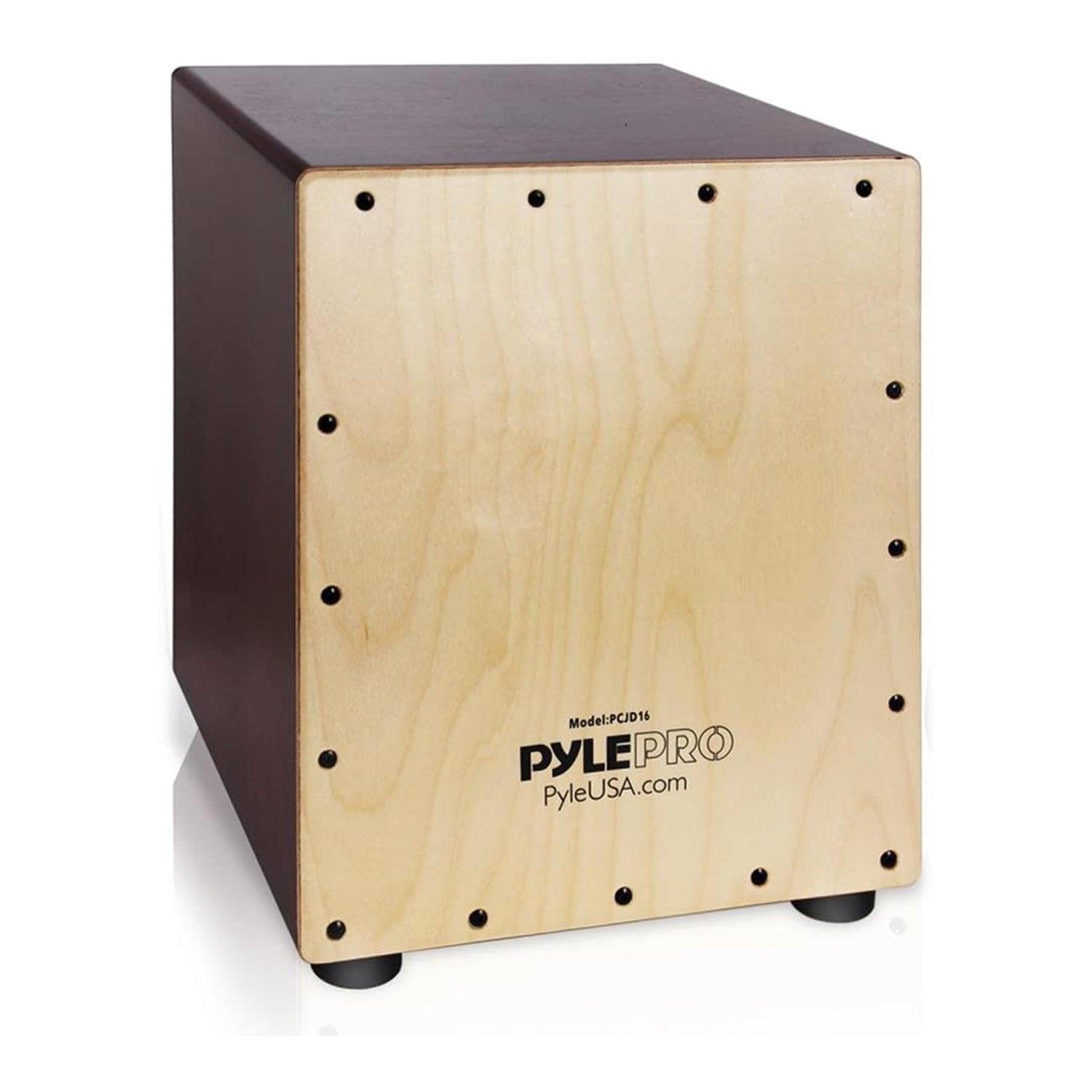 Pyle Wooden Stringed Acoustic Cajon Drum Box Percussion, Brown (Open Box) - VMInnovations