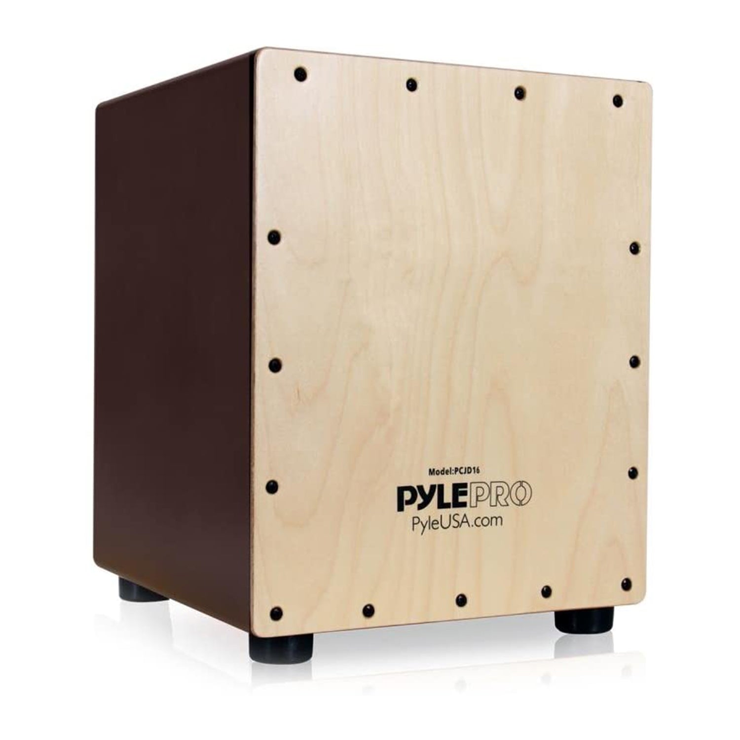 Pyle Wooden Stringed Acoustic Cajon Drum Box Percussion, Brown (Open Box) - VMInnovations