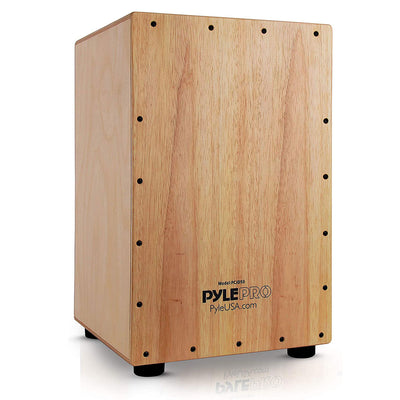 Pyle Pro Hybrid Acoustic Electric Cajon with Built In Pickup Connector (2 Pack)