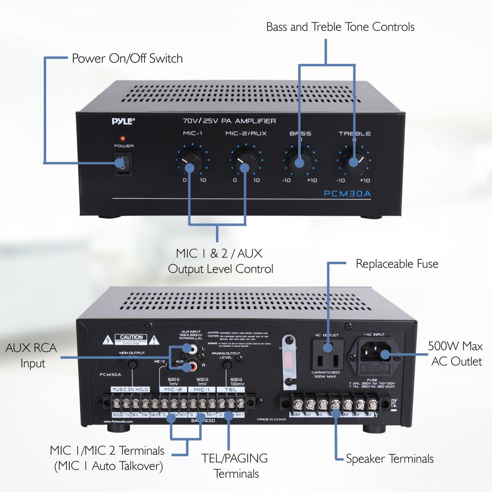 Pyle Home PCM30A 500 Watt Power Bluetooth Amplifier Receiver Home Audio System - VMInnovations