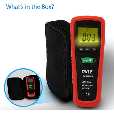 Pyle PCMM05 Handheld Portable Carbon Monoxide Meter Alarm w/ LCD Backlit Screen