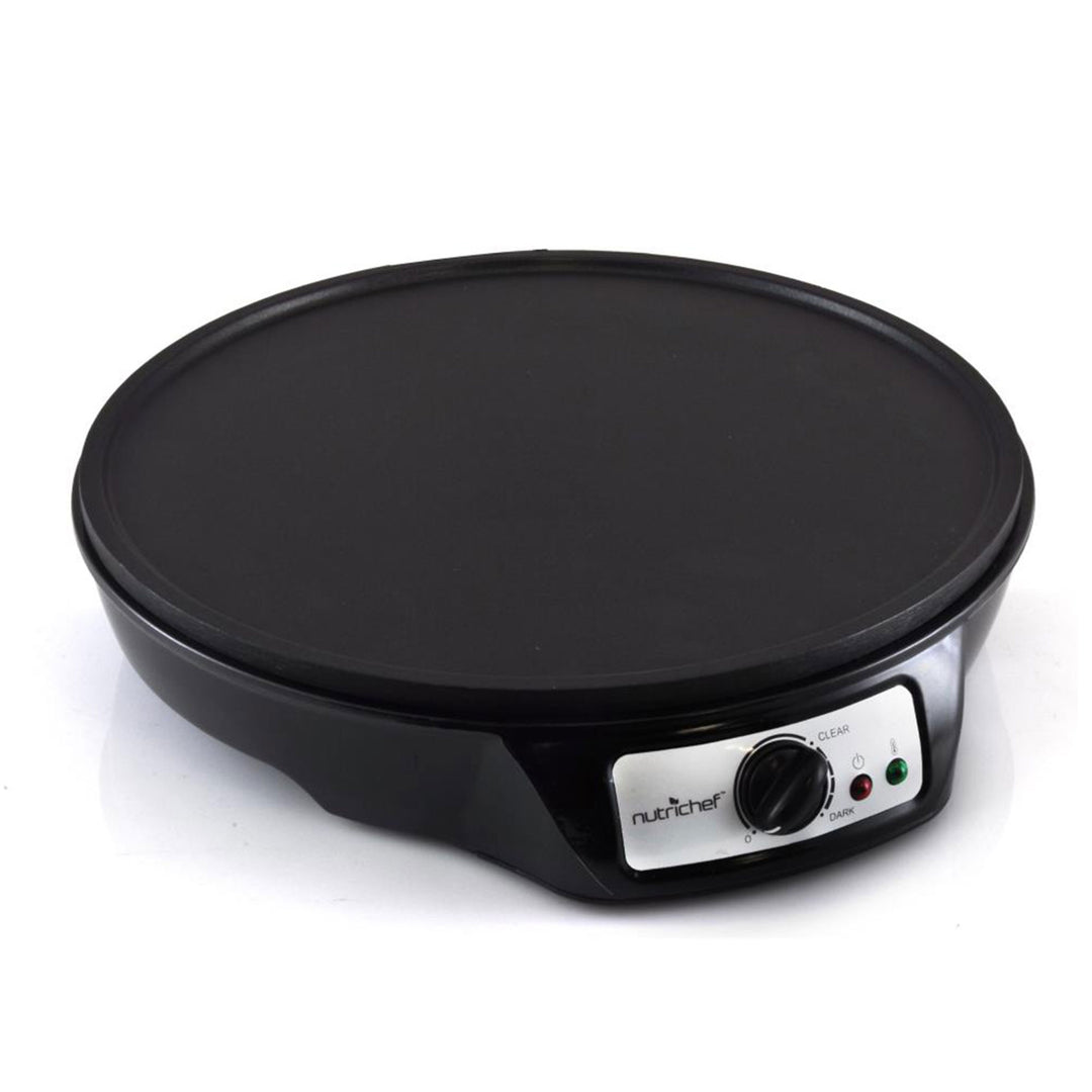 NutriChef Electric Nonstick Griddle Crepe Injera Maker Hot Plate Cooktop, Black