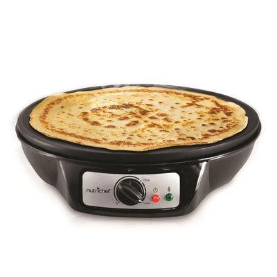 NutriChef Electric Nonstick Griddle Crepe Injera Maker Hot Plate Cooktop, Black