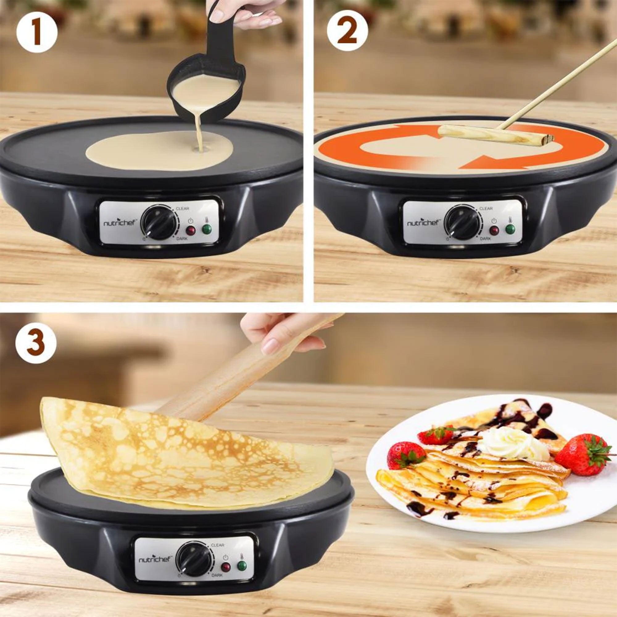 NutriChef Electric Griddle Crepe Injera Maker Hot Plate Cooktop (Open Box) - VMInnovations