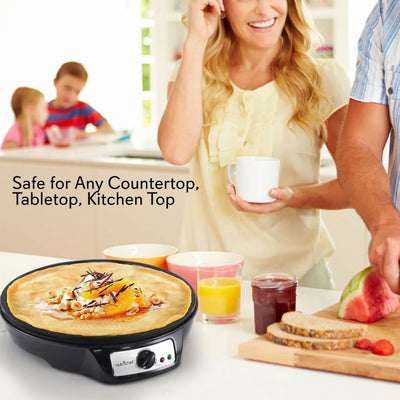 NutriChef Electric Griddle Crepe Injera Maker Hot Plate Cooktop (Open Box) - VMInnovations