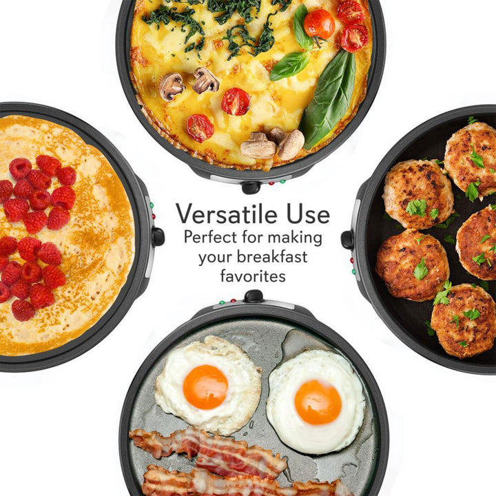 NutriChef Electric Nonstick Griddle Crepe Injera Maker Hot Plate Cooktop, Black - VMInnovations