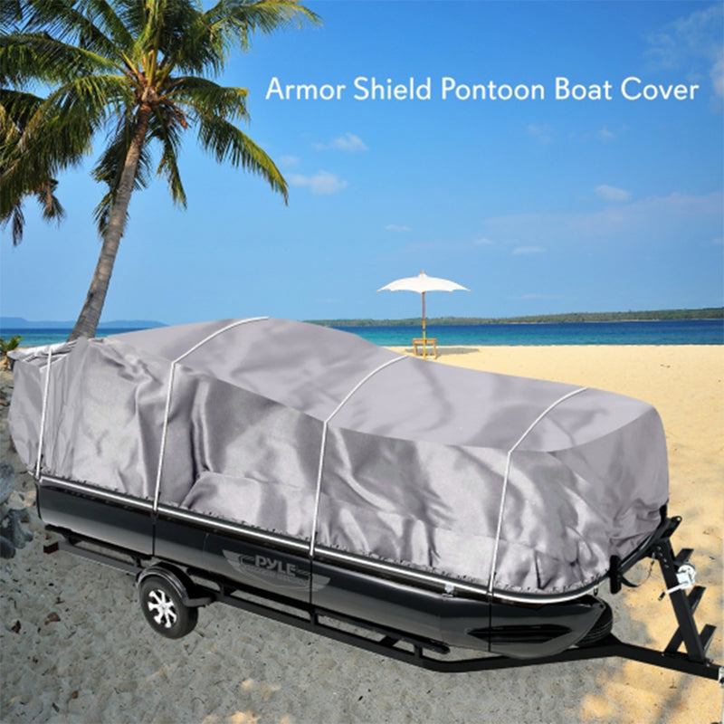 Pyle PCV442 Armor Shield Universal Waterproof 25 to 28 Foot Pontoon Boat Cover