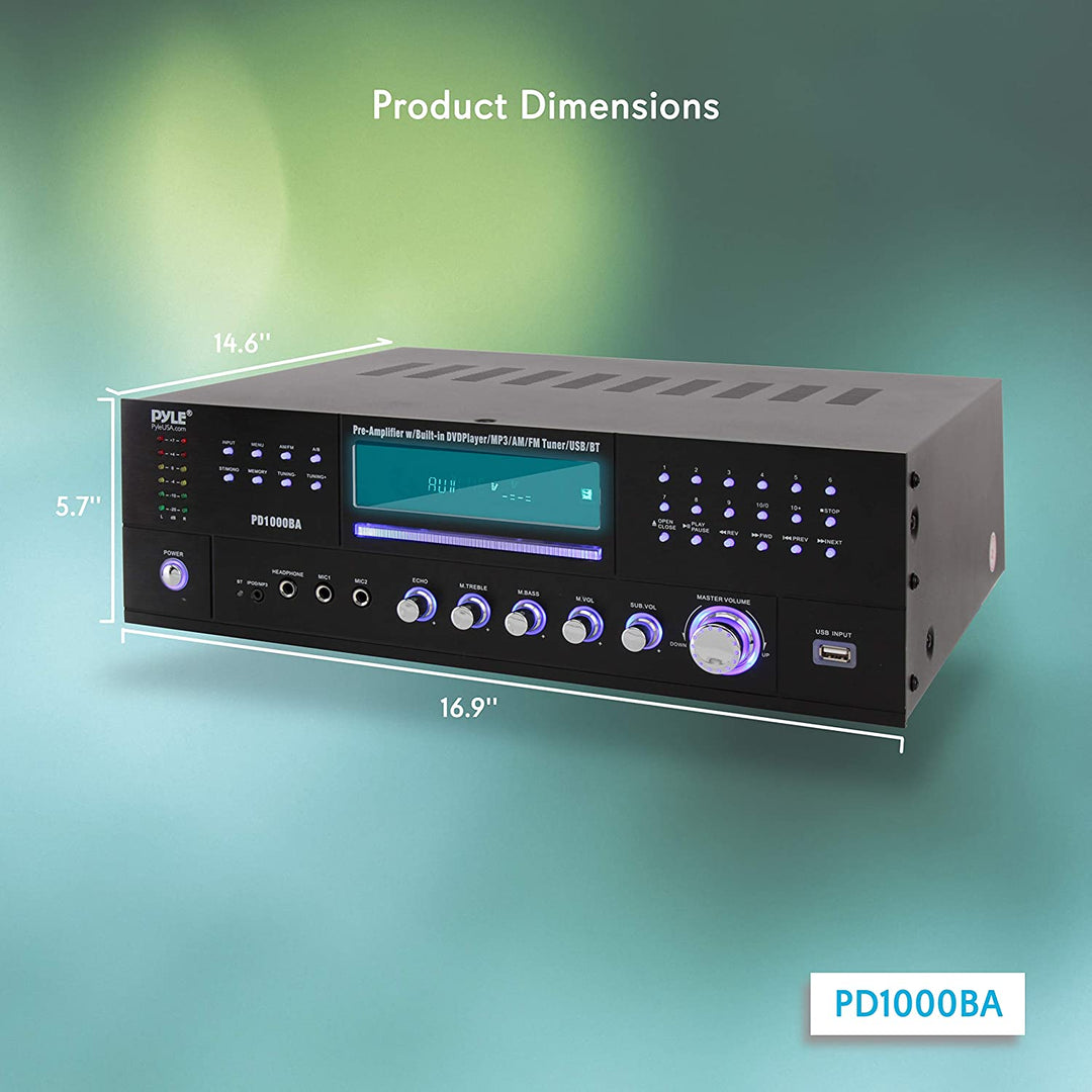 Pyle PD1000BA Bluetooth 4 Channel Home Theater Preamplifier Stereo Sound System - VMInnovations