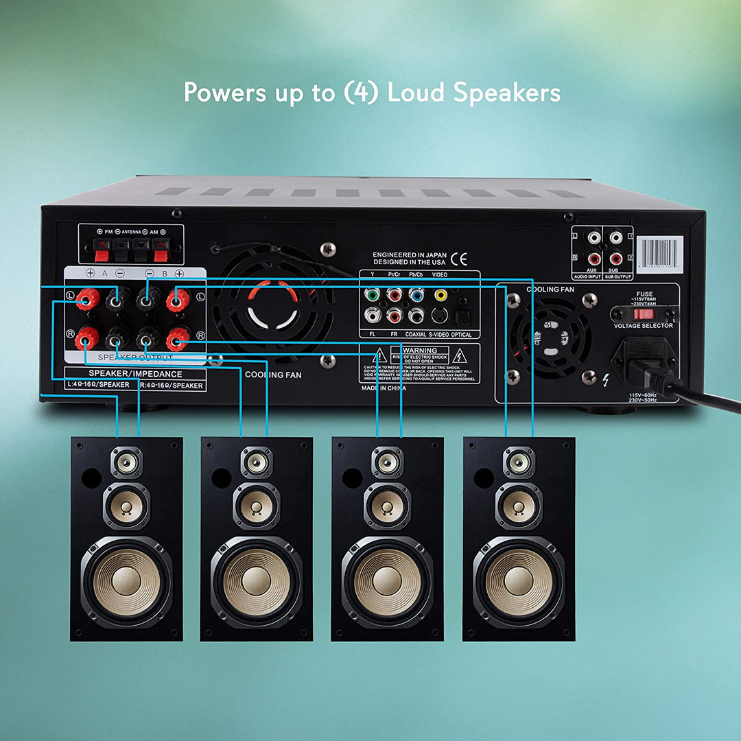 Pyle PD1000BA Bluetooth 4 Channel Home Theater Preamplifier Stereo Sound System - VMInnovations