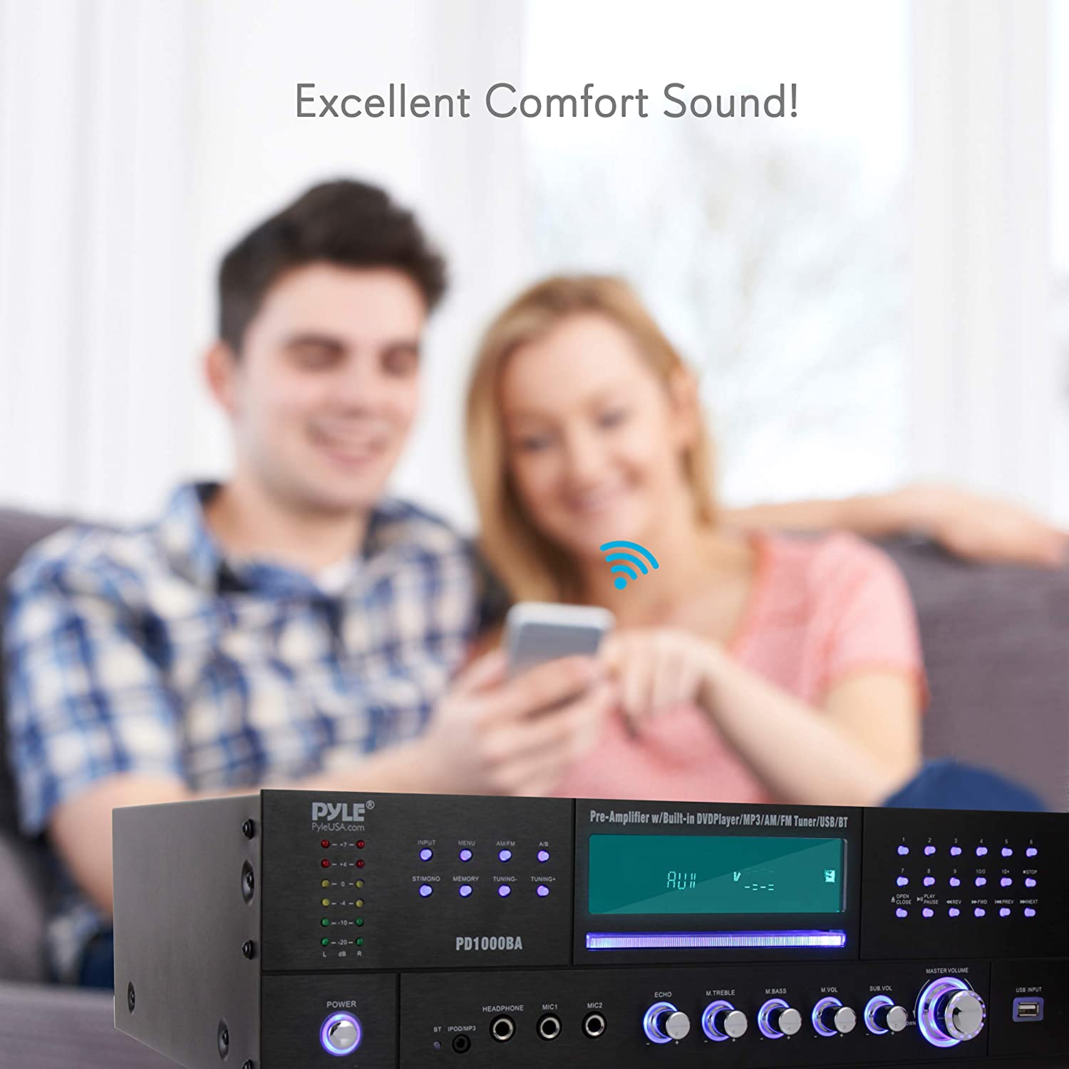 Pyle PD1000BA Bluetooth 4 Channel Home Theater Preamplifier Stereo Sound System - VMInnovations