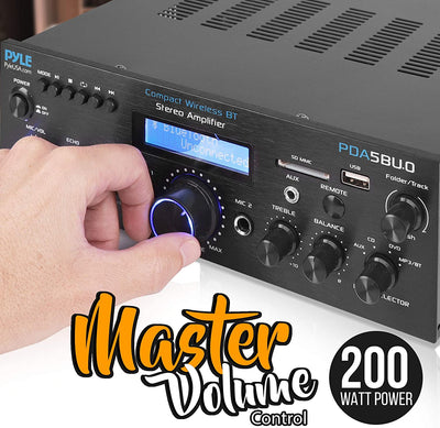 Pyle Compact 200 Watt Bluetooth Home Stereo Amplifier Receiver System (4 Pack) - VMInnovations
