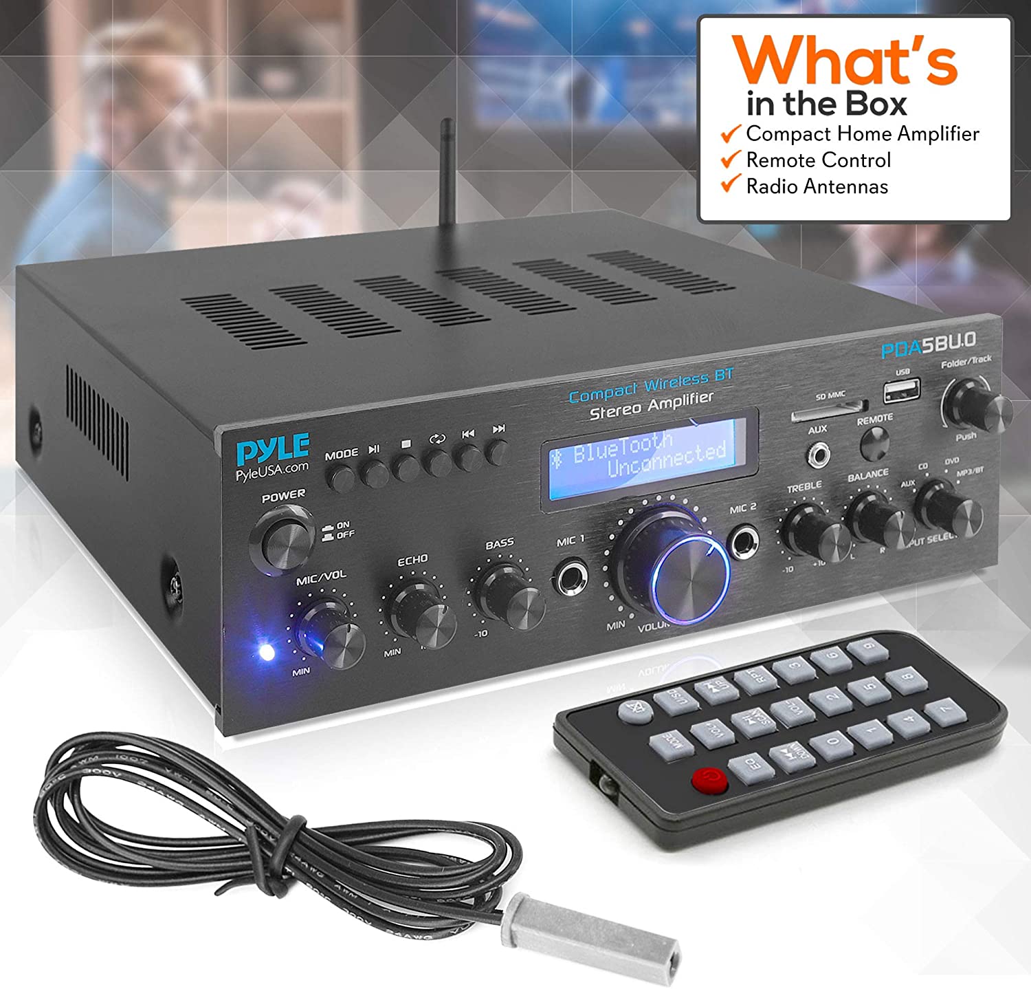 Pyle Compact 200 Watt Bluetooth Home Stereo Amplifier Receiver System (4 Pack) - VMInnovations