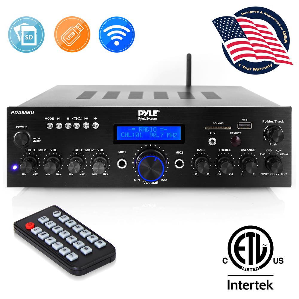 Pyle PDA65BU Bluetooth 2 Channel 200 Amplifier Receiver Sound System (2 Pack) - VMInnovations