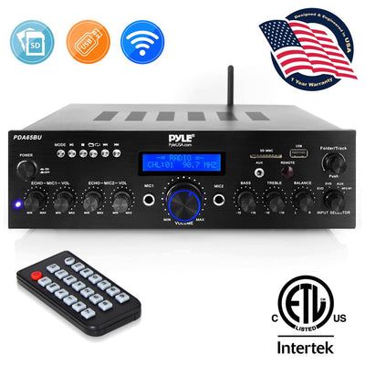 Pyle PDA65BU Bluetooth 2 Channel 200 Amplifier Receiver Sound System (2 Pack) - VMInnovations
