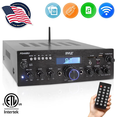 Pyle Compact 200 Watt Bluetooth Home Stereo Amplifier Receiver System (2 Pack)