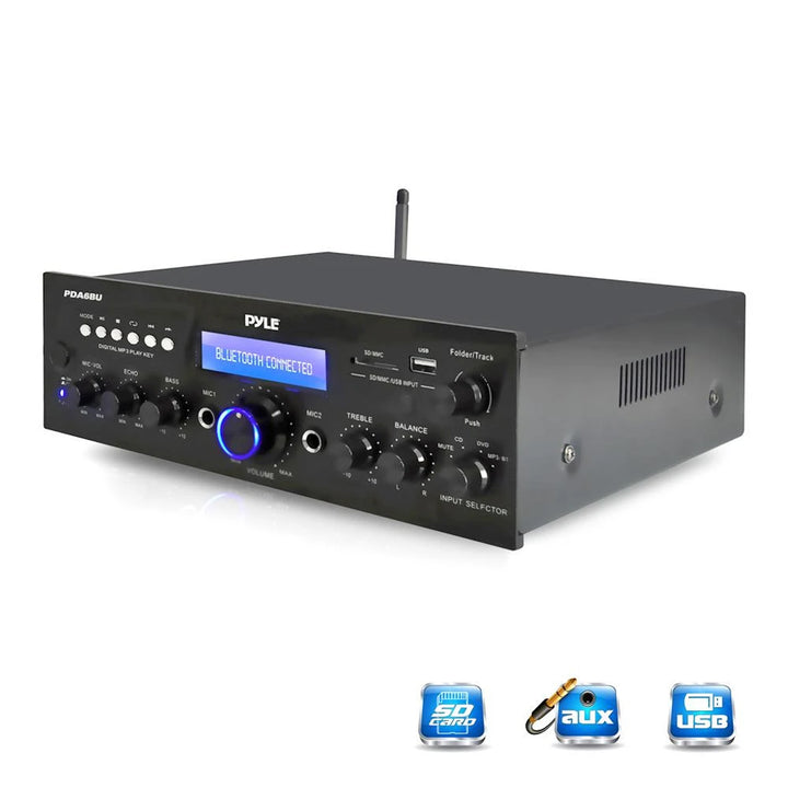 Pyle PDA6BU.5 Compact Bluetooth Home Stereo Amplifier Receiver System (Open Box) - VMInnovations