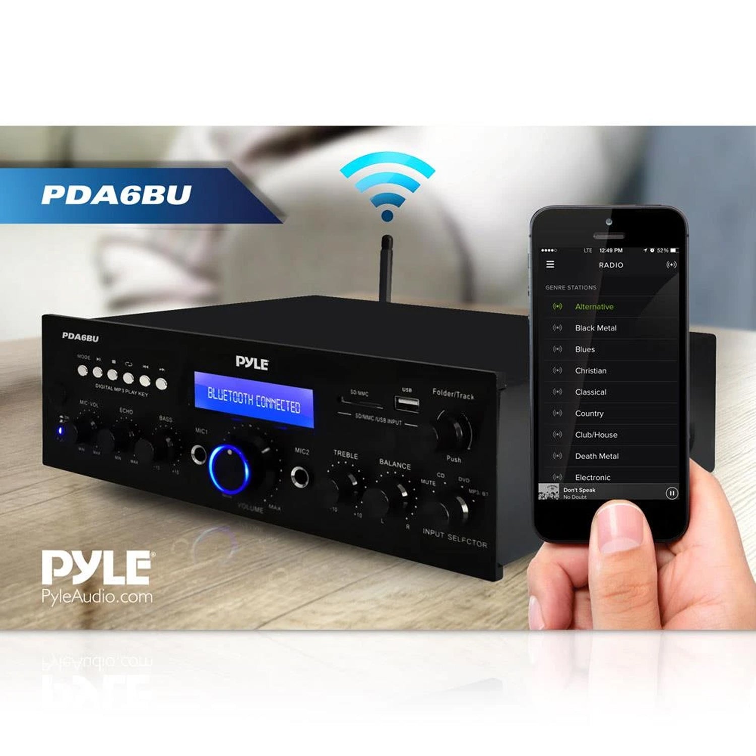 Pyle Compact 200 Watt Bluetooth Home Stereo Amplifier Receiver System (4 Pack)