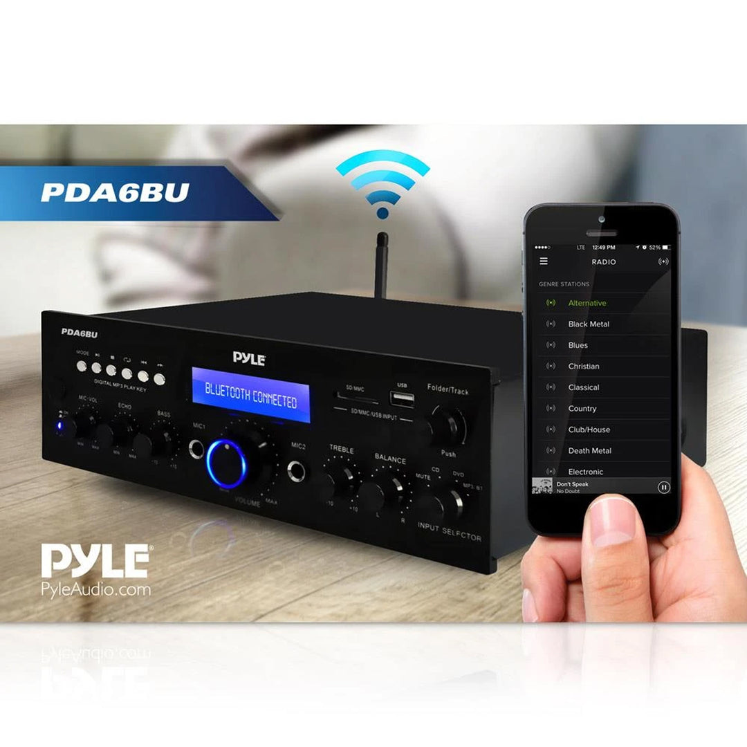 Pyle PDA6BU.5 Compact Bluetooth Home Stereo Amplifier Receiver System (Open Box) - VMInnovations