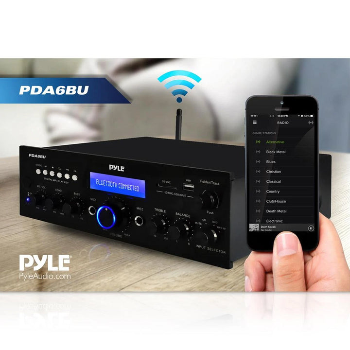 Pyle PDA6BU.5 Compact Bluetooth Home Stereo Amplifier Receiver System (Open Box) - VMInnovations
