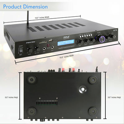 Pyle PDA7BU 200W Home Theater Amplifier Bluetooth Receiver Sound System (2 Pack)