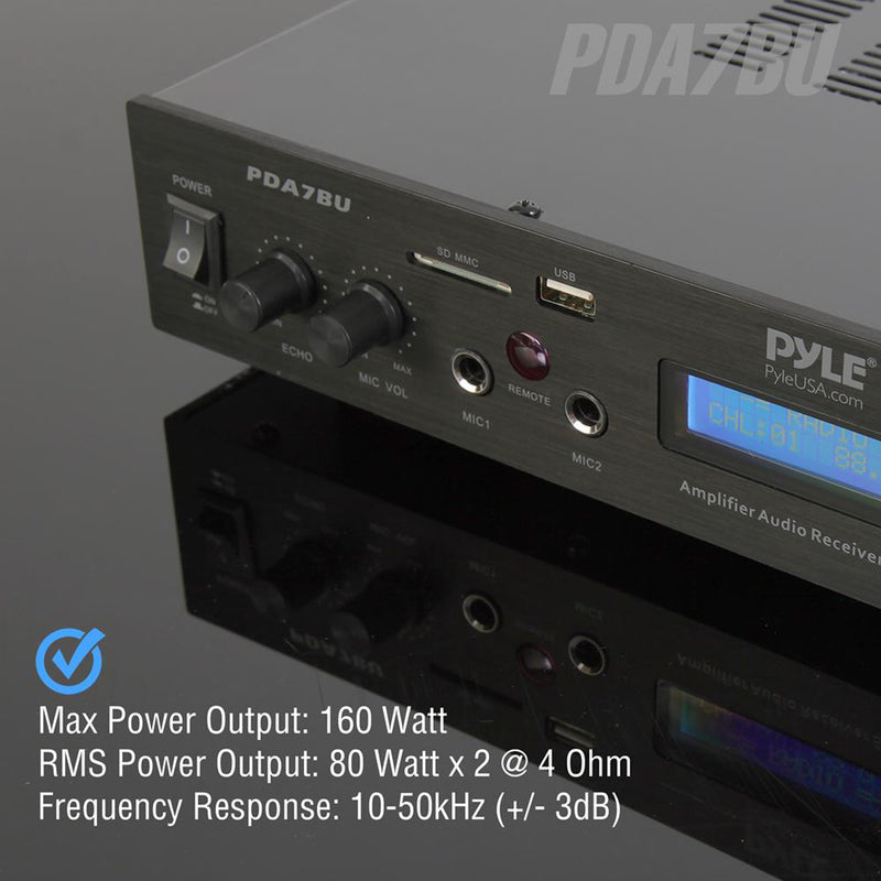 Pyle PDA7BU 200 Watt Home Theater Amplifier Bluetooth Receiver Sound System