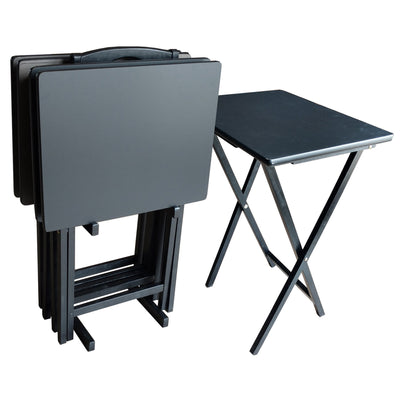 Plastic Development Group Folding Table 5 Piece Wood TV Tray Set, Black (Used) - VMInnovations