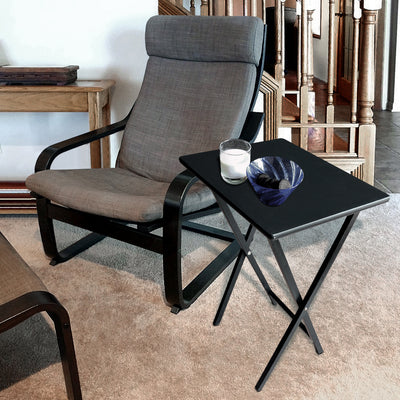 Plastic Development Group Folding Table 5 Piece Wood TV Tray Set, Black (Used) - VMInnovations