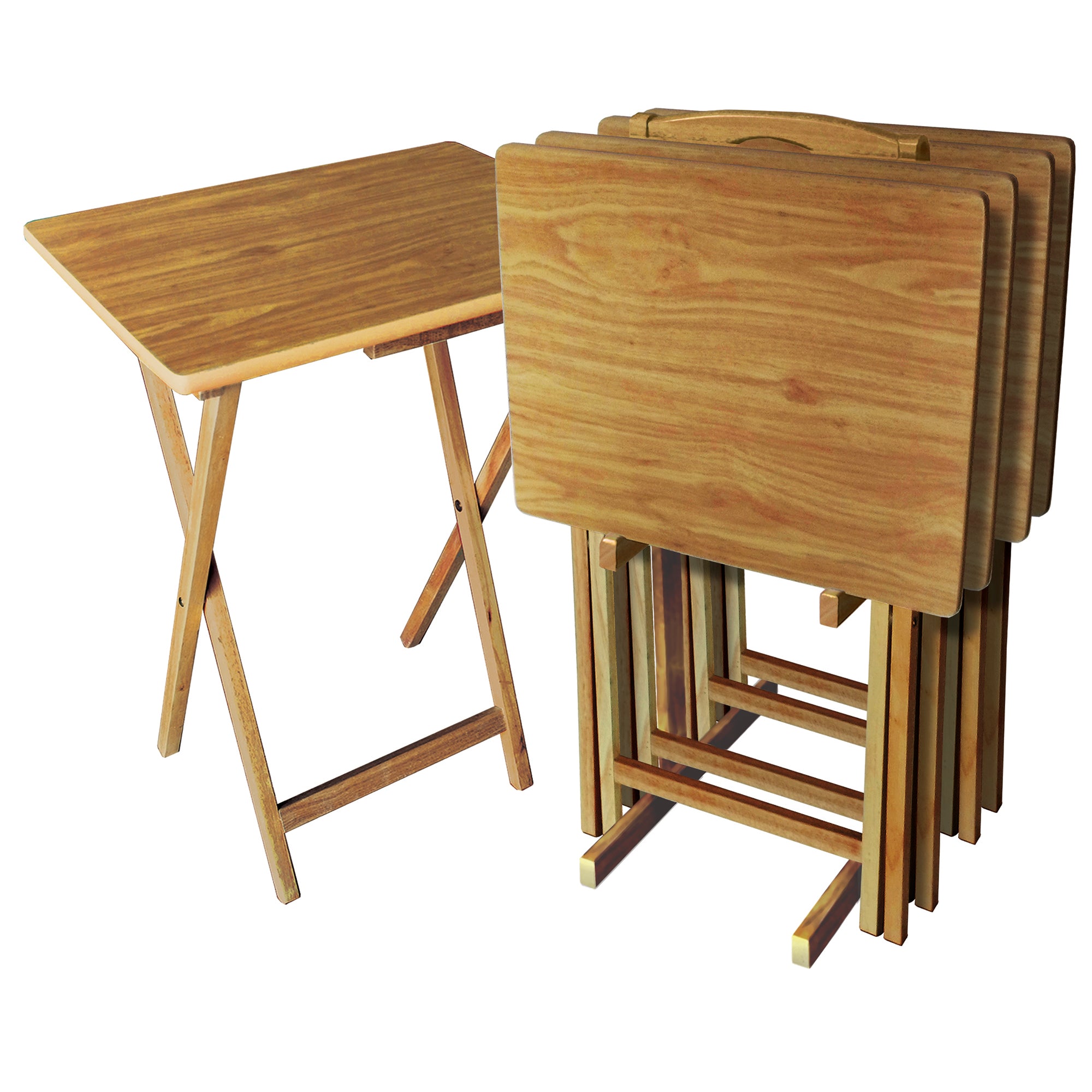 Plastic Development Group Portable Folding Table Wood TV Tray Set, Natural(Used) - VMInnovations