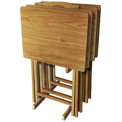 Plastic Development Group Portable Folding Table Wood TV Tray Set, Natural(Used) - VMInnovations