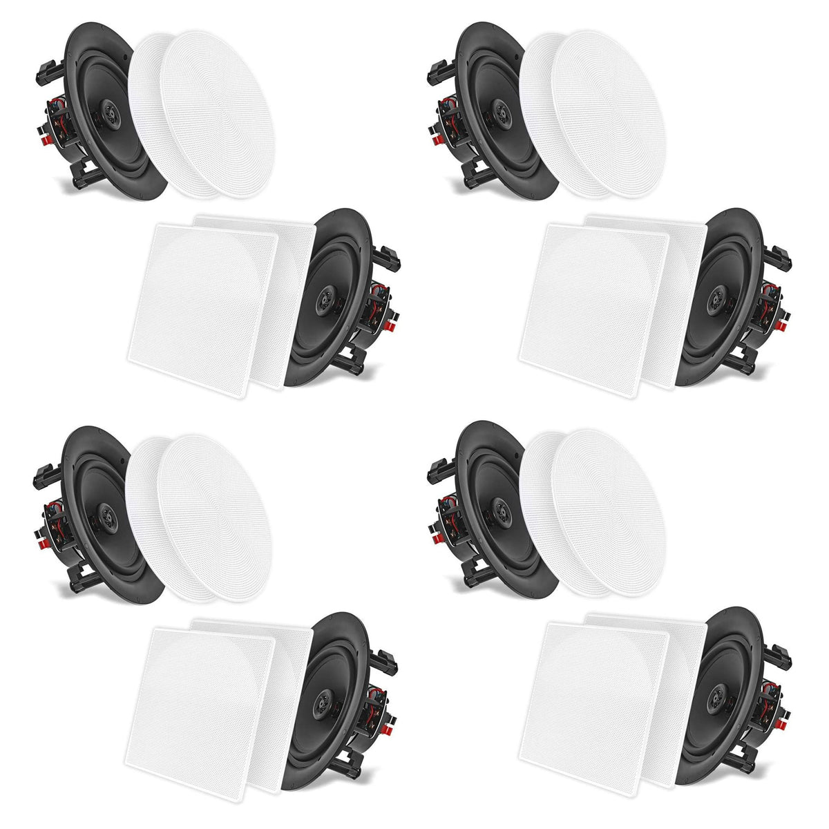 Pyle 10 Inch 250 Watt In Ceiling Wall 2 Way Flush Speaker System Pair (4 Pack)