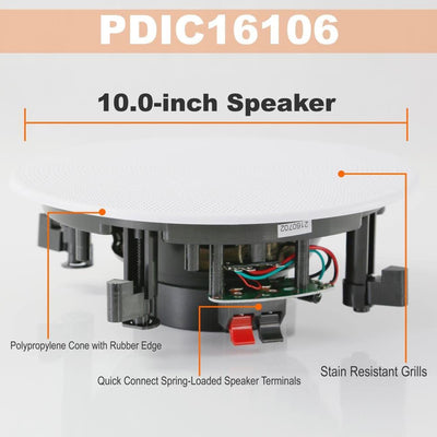 Pyle 10 Inch 300 Watt In Ceiling Wall 2 Way Flush Speaker System Pair(Open Box) - VMInnovations