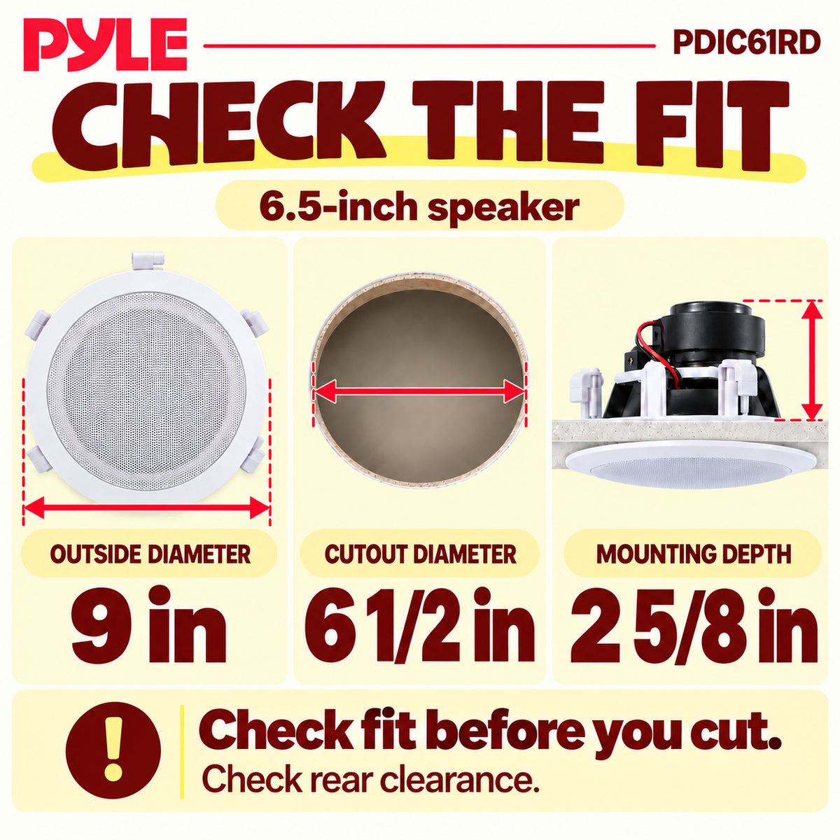 Pyle Home PDIC PRO Max Series 6.5'' Round Flush Mount Ceiling Speakers, 8 Pack