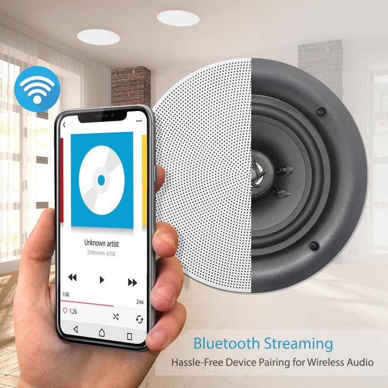 Pyle Audio 8 Inch 2 Way 250W Flush Mount Bluetooth Ceiling Wall Speakers, 4 Pack
